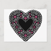 Zwart en Roze Lace Heart Briefkaart (Voorkant)