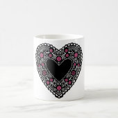 Zwart en Roze Lace Heart Koffiemok (Center)