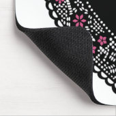 Zwart en Roze Lace Heart Muismat (Hoek)