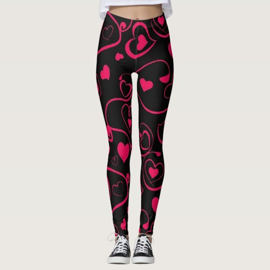 Zwart en roze legging een nieuwe mode legging zwar (Voorkant)