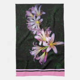 Zwart en roze lelie keukendoek theedoek