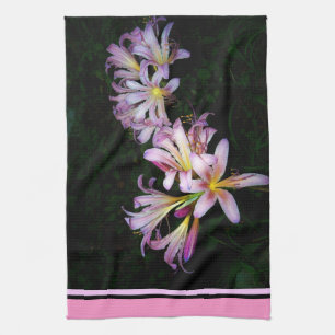 Zwart en roze lelie keukendoek theedoek