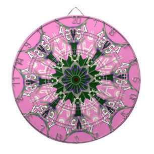 Zwart en roze leuk bloemmotief monogram dartbord