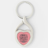 Zwart en Roze Make Great Today Metal Sleutelhanger (Voorkant)