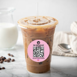 Zwart en Roze Modern Business Instagram QR Code Ronde Sticker