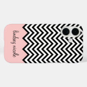 Zwart en Roze Modern Chevron Custom Monogram Case-Mate iPhone Case (Achterkant (horizontaal))