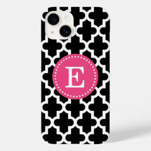 Zwart en Roze Modern Marokkaans Monogram Case-Mate iPhone Case