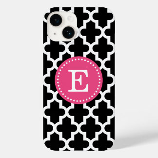 Zwart en Roze Modern Marokkaans Monogram Case-Mate iPhone Case