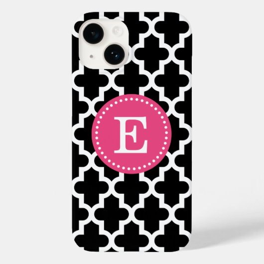 Zwart en Roze Modern Marokkaans Monogram Case-Mate iPhone Case (Achterkant)