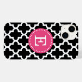 Zwart en Roze Modern Marokkaans Monogram Case-Mate iPhone Case (Achterkant (horizontaal))