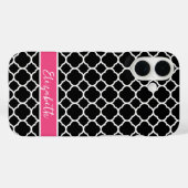 Zwart en Roze Modern Quatrefoil Monogram Case-Mate iPhone Case (Achterkant (horizontaal))