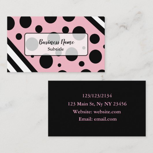 Zwart en roze moderne Visitekaartjes (Voorkant / Achterkant)