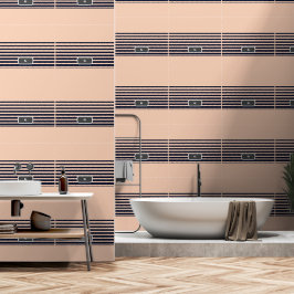 Zwart en roze monogram strepen aanpassen behang