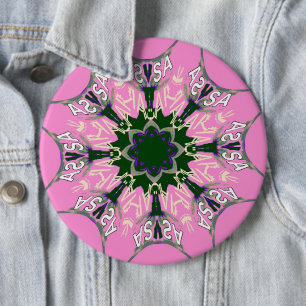 Zwart en roze Mooie bloemrijke modeontwerp Ronde Button 6,0 Cm