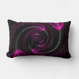 Zwart en Roze Neon Fractal Spiraal Kussen