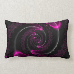 Zwart en Roze Neon Fractal Spiraal Kussen