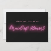 Zwart en roze Neon Glow Light Maid of eremkaart Kaart (Voorkant)