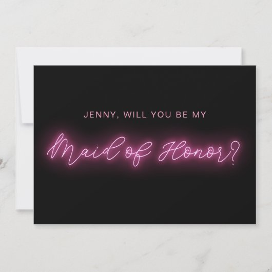 Zwart en roze Neon Glow Light Maid of eremkaart Kaart (Voorkant)