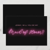 Zwart en roze Neon Glow Light Maid of eremkaart Kaart (Voorkant / Achterkant)