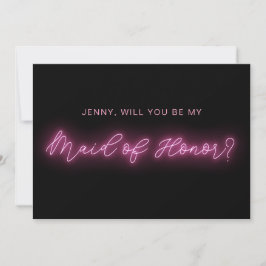 Zwart en roze Neon Glow Light Maid of eremkaart Kaart