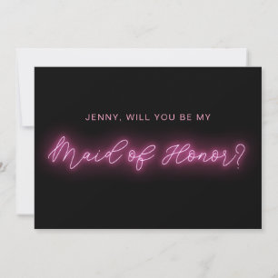 Zwart en roze Neon Glow Light Maid of eremkaart Kaart