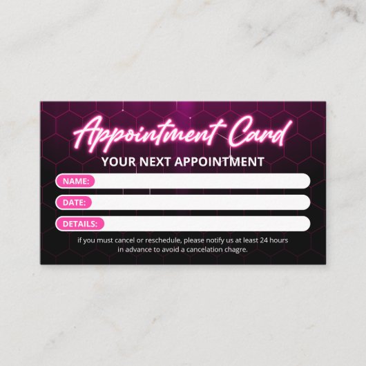 Zwart en Roze Neon Hair Salon QR Code Afsprakenkaartje (Voorkant)
