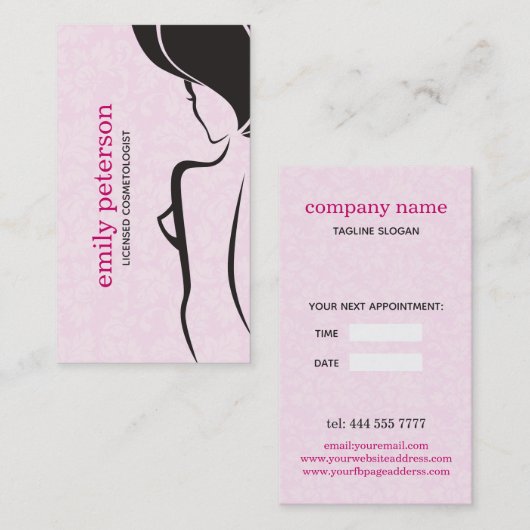 Zwart en roze ontwerp visitekaartje (Voorkant / Achterkant)