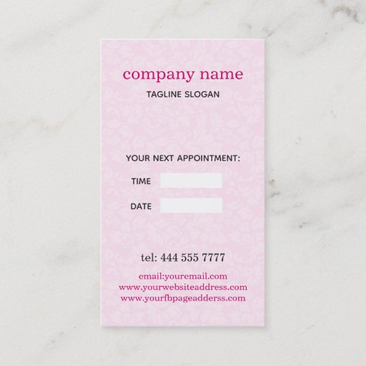 Zwart en roze ontwerp visitekaartje (Achterkant)