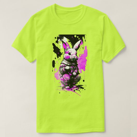 Zwart en Roze Paashaas Vakantie T-Shirt (Design voorkant)