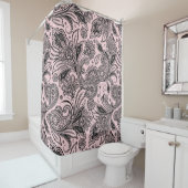 Zwart en roze paisley douchegordijn (In situ)