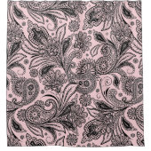 Zwart en roze paisley douchegordijn (Voorkant)