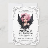 Zwart en Roze Pastel Gothic Fairy 13e Verjaardag Kaart (Voorkant)