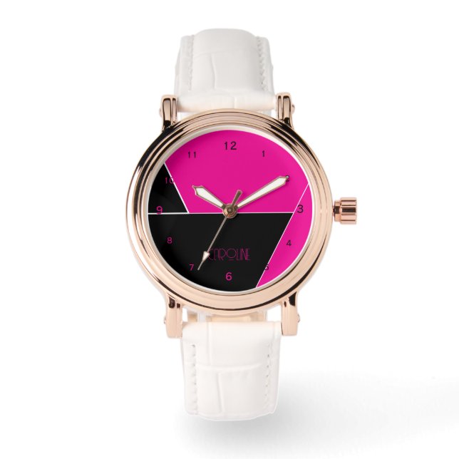 Zwart en roze Patroon gepersonaliseerde eWatch Horloge (Voorkant)