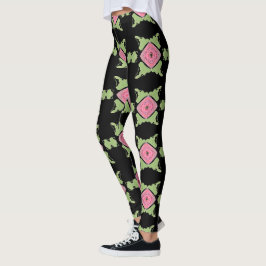 Zwart en roze patroon leggings