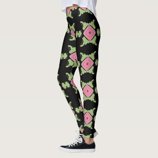 Zwart en roze patroon leggings (Links)