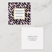 Zwart en Roze Patroon met Lijst Vierkante Visitekaartje (Voorkant / Achterkant)