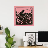 ZWART EN ROZE PAUW POSTER (Thuiskantoor)