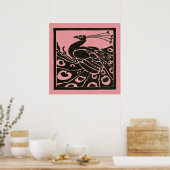 ZWART EN ROZE PAVO POSTER (Keuken)