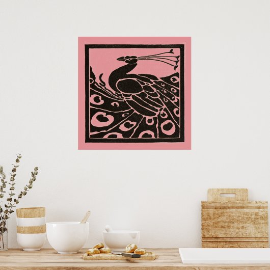 ZWART EN ROZE PAVO POSTER (Keuken)