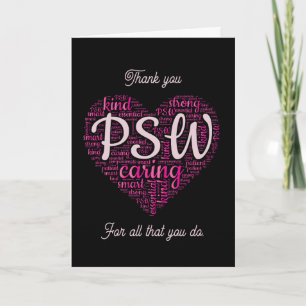 Zwart en Roze Persoonlijke Dankjewel PSW Bedankkaart