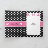 Zwart en roze poka stipt foto verjaardagsgroet kaart (Binnen)