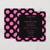 Zwart en roze polka stippen bruiloft kaart (Voorkant / Achterkant)