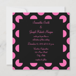 Zwart en roze polka stippen bruiloft kaart
