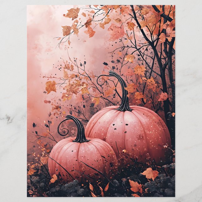 Zwart en Roze pompoenen patroon plakboek papier (Voorkant)