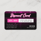 Zwart en roze professionele haarstylist kortingskaartje (Achterkant)