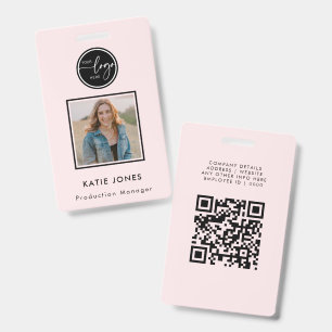 Zwart en roze QR-code Bedrijfslogo op maat Badge
