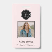 Zwart en roze QR-code Bedrijfslogo op maat Badge (Voorzijde)