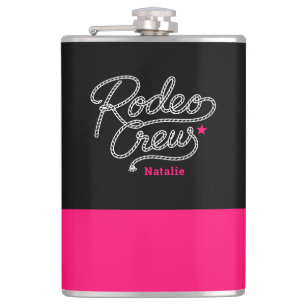 Zwart en Roze Rodeo Crew Westerse Bachelorette Heupfles