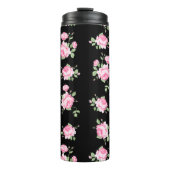 Zwart en Roze Rozen Classic  Roos Thermosbeker (Voorkant)