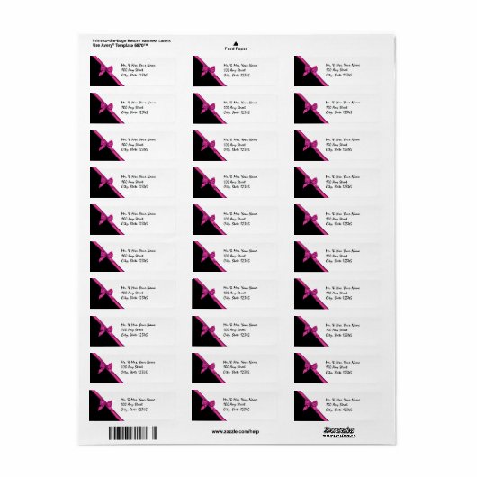 Zwart en Roze Satijnen Lint Etiket (Full Sheet)